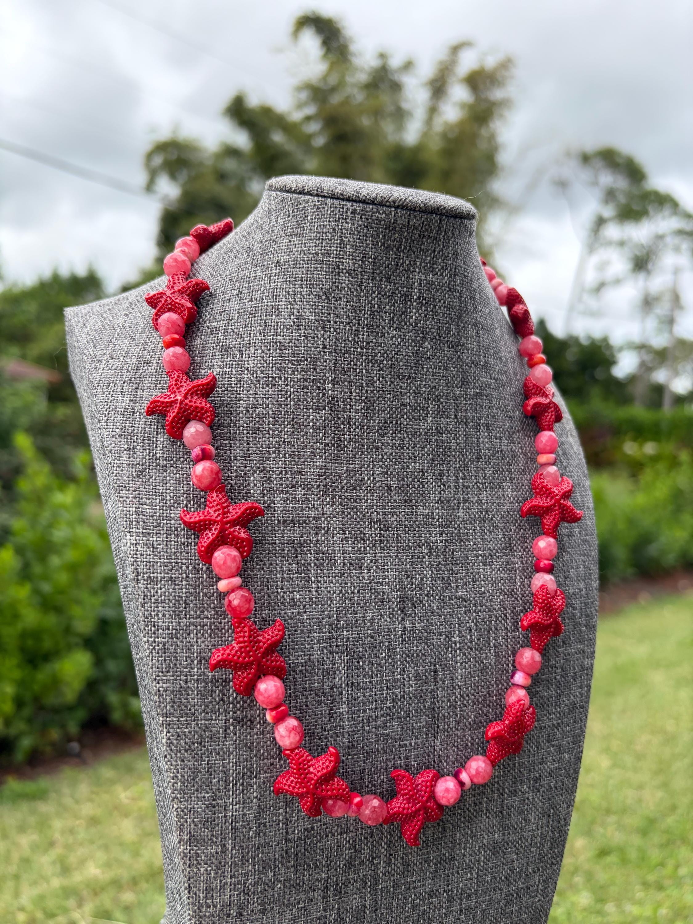 Heishi Opal + Faceted Agate Starfish Crystal Necklace