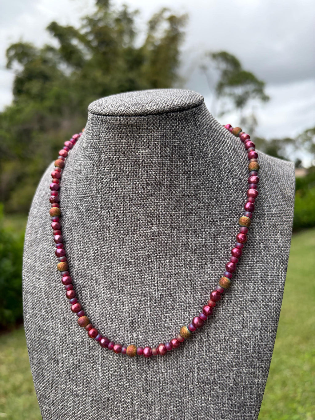 Dark Pink Freshwater Pearl Necklace