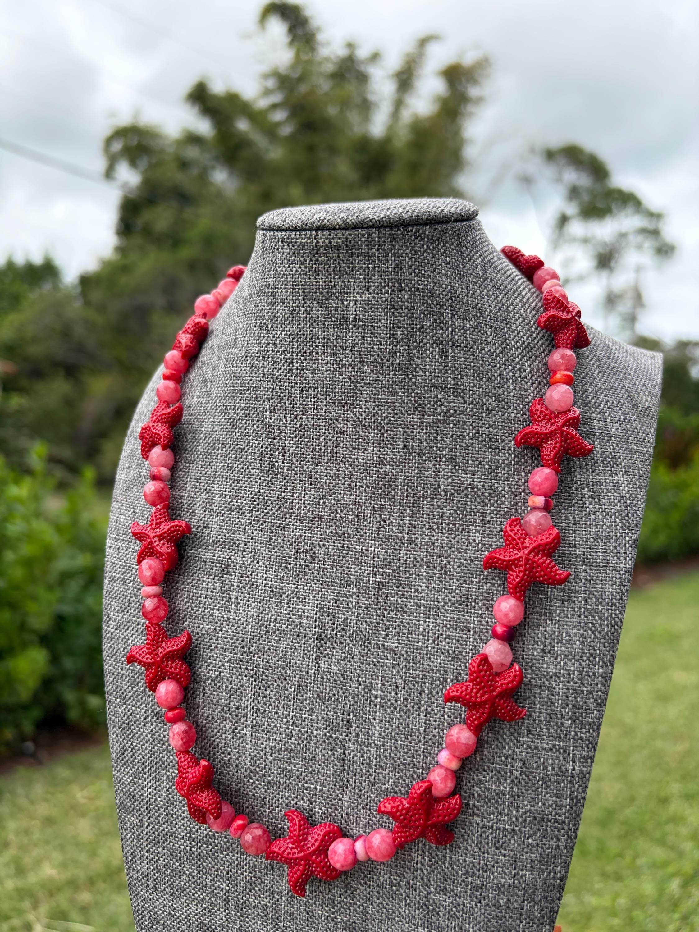 Heishi Opal + Faceted Agate Starfish Crystal Necklace