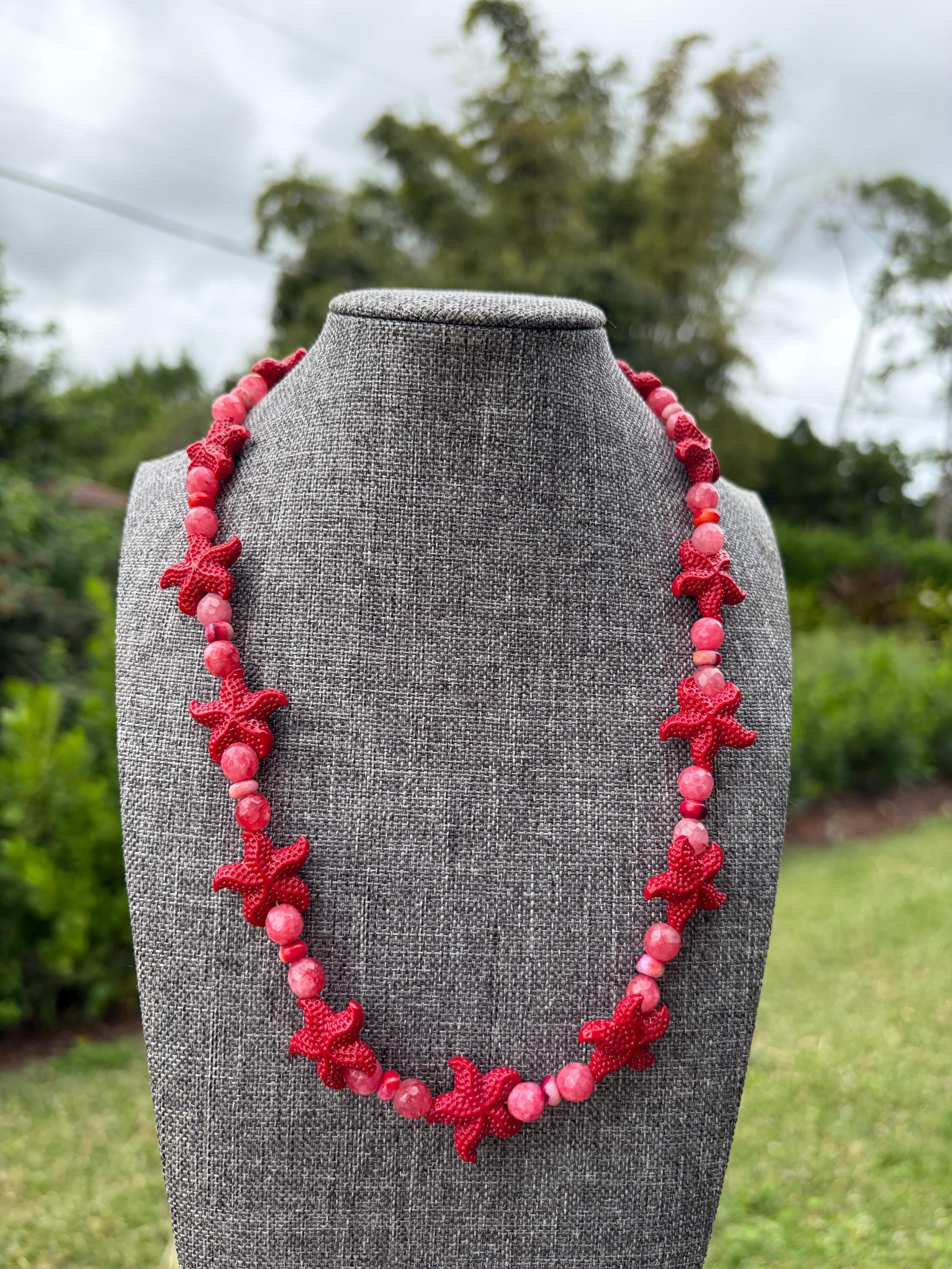 Heishi Opal + Faceted Agate Starfish Crystal Necklace