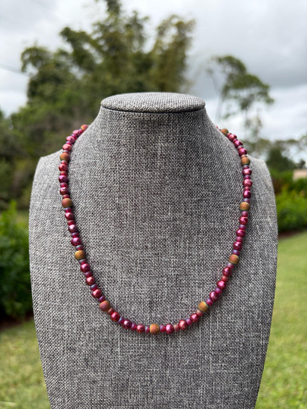 Dark Pink Freshwater Pearl Necklace