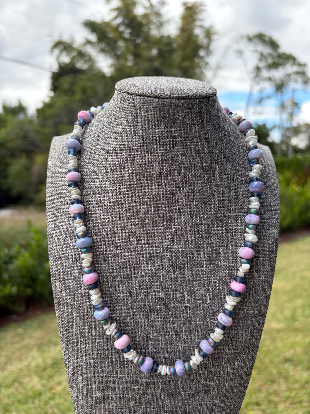 Purple Opal Freshwater Pearl Necklace