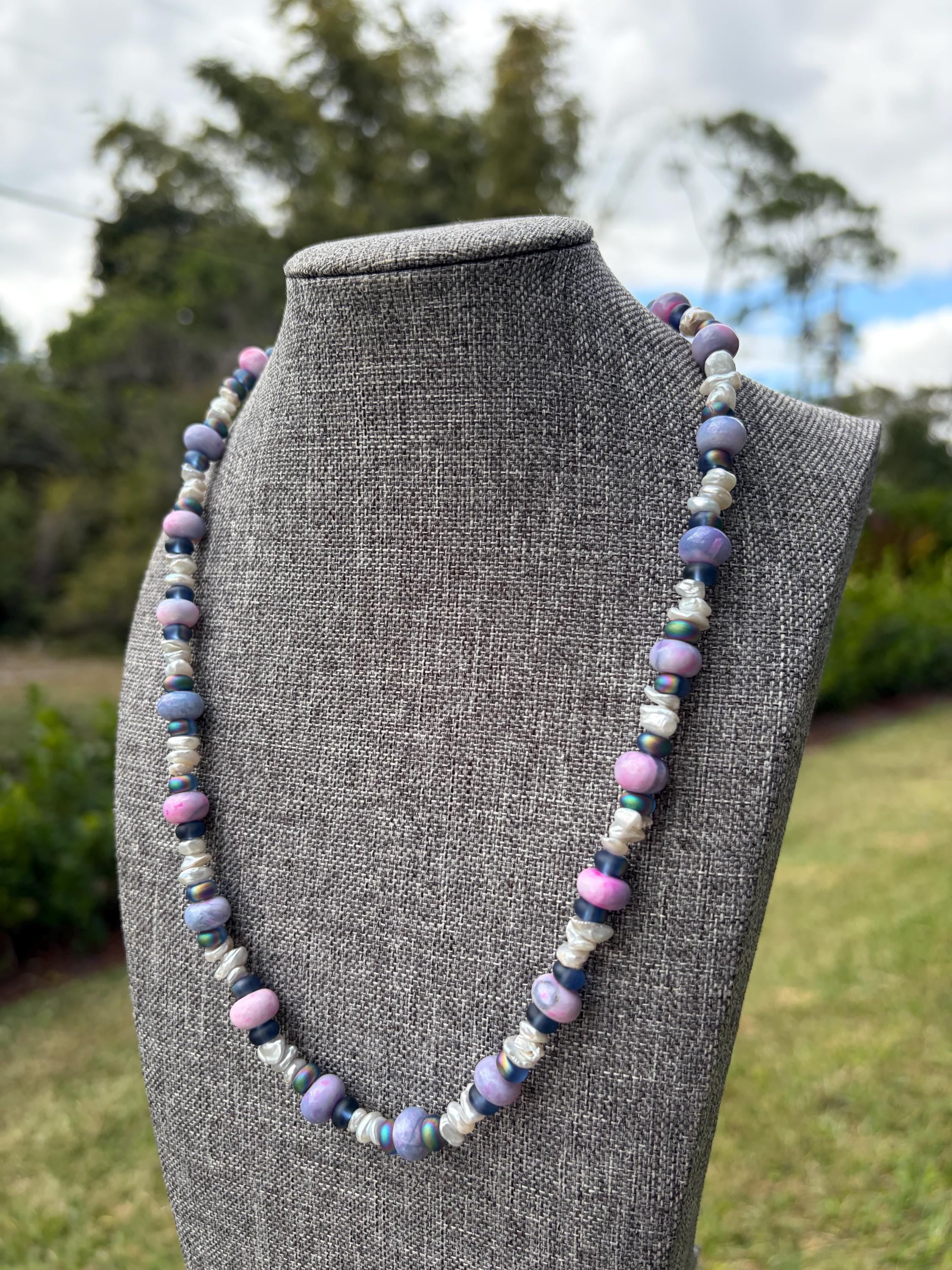 Purple Opal Freshwater Pearl Necklace