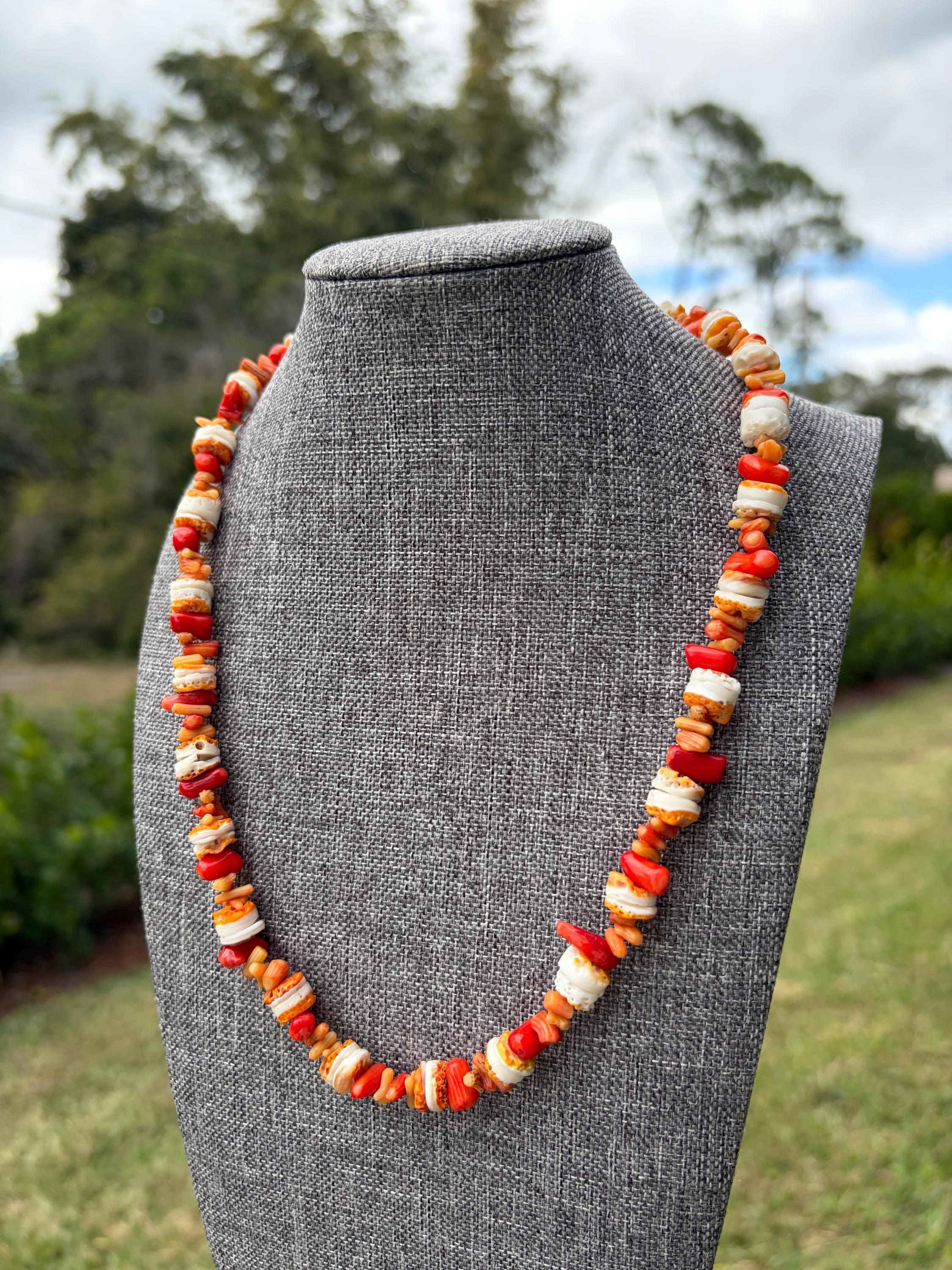 Tri Coral Crystal Necklace