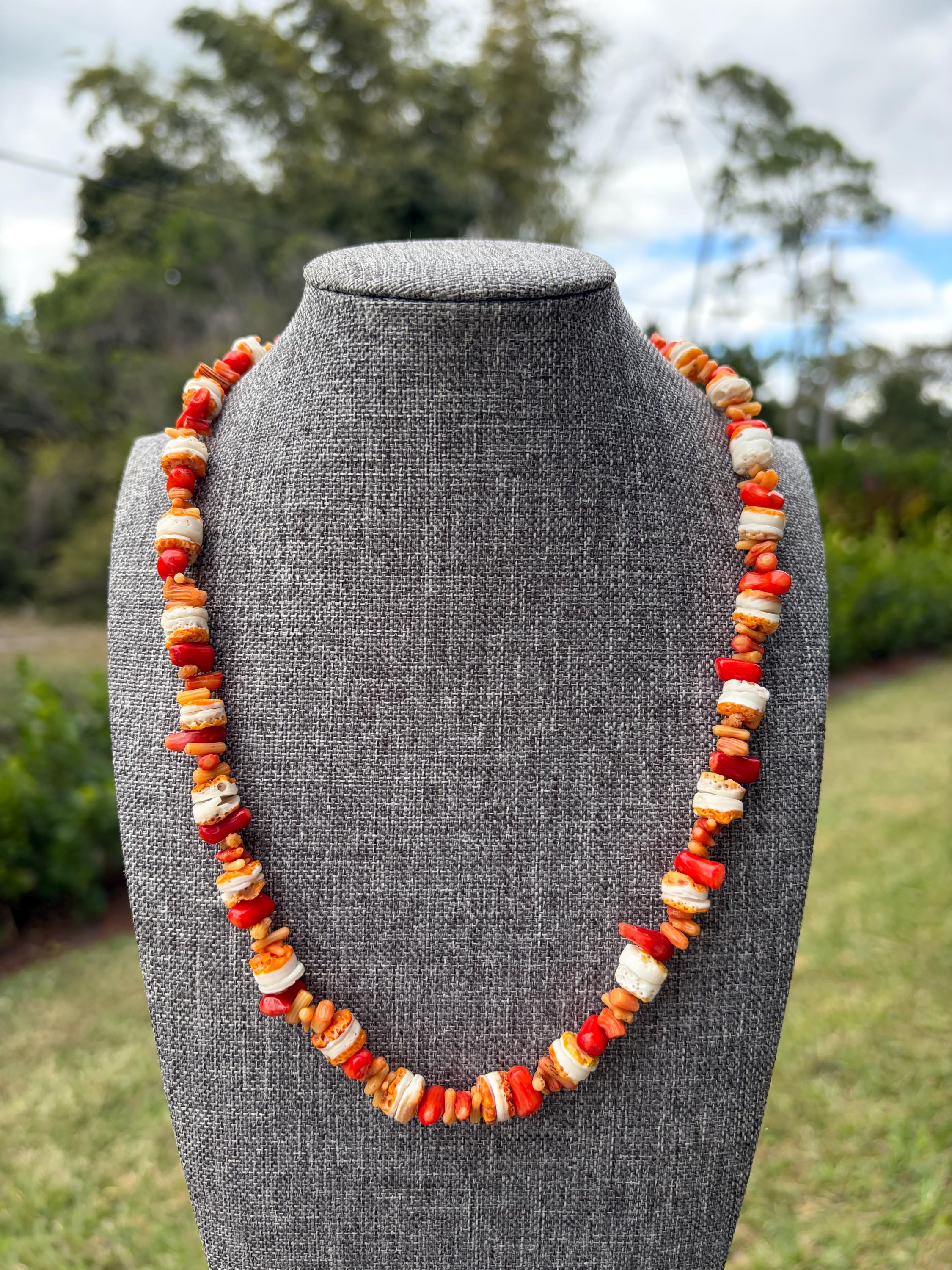 Tri Coral Crystal Necklace