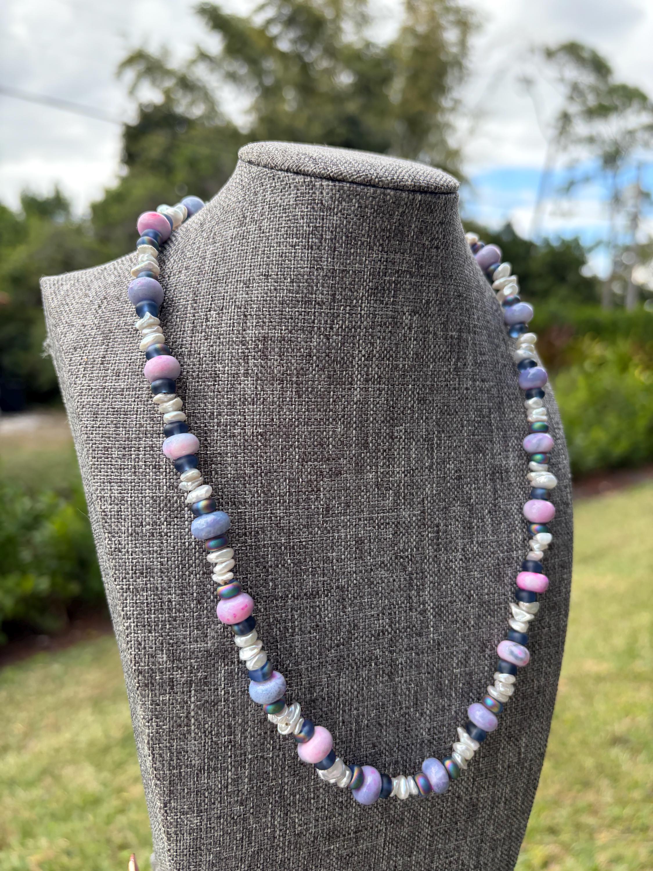 Purple Opal Freshwater Pearl Necklace