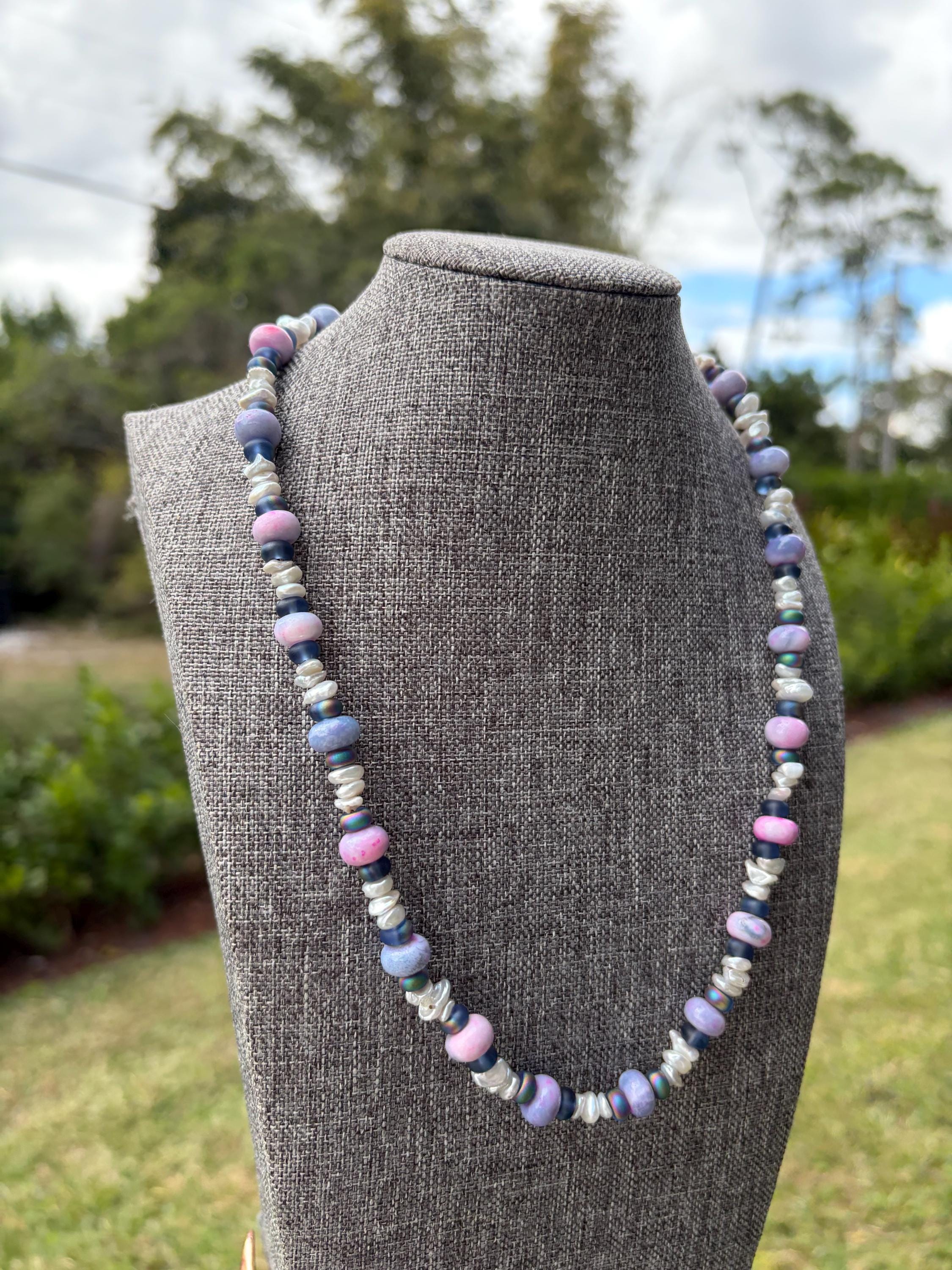 Purple Opal Freshwater Pearl Necklace